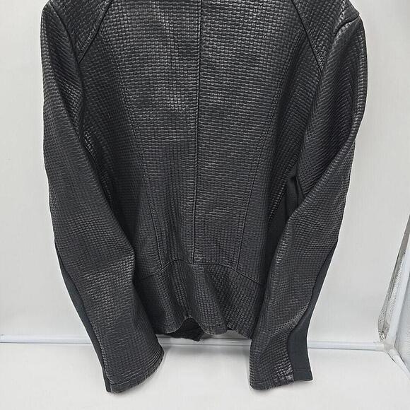 Calvin Klein L Black Vegan Leather Gold Chic Luxury UQ Urban Chic Jacket NWT - Picture 10 of 13